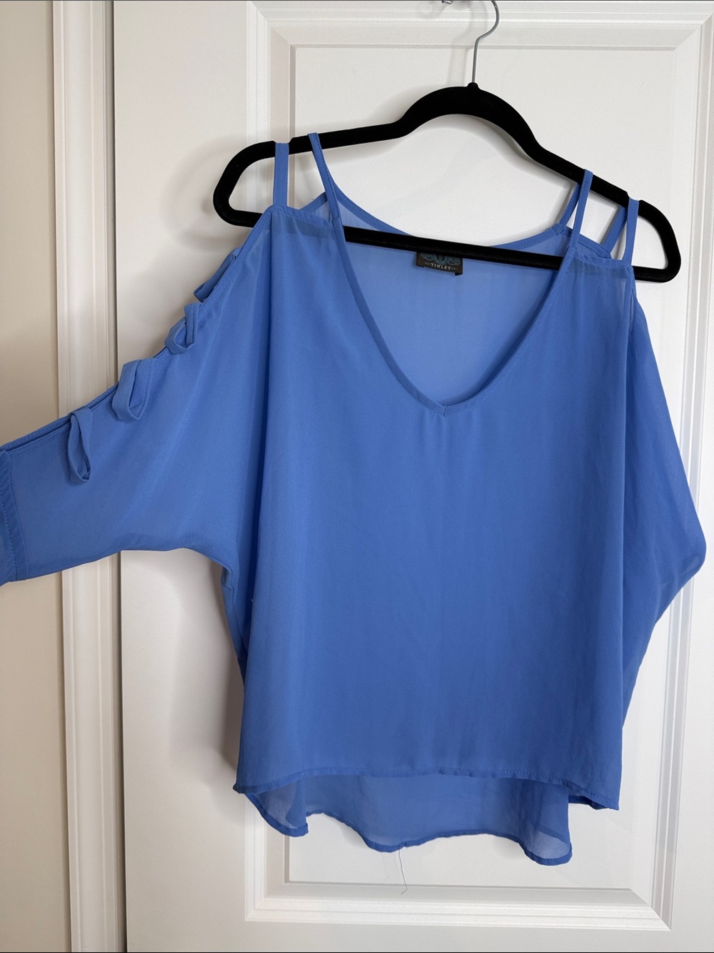 Open-Shoulder V-Neck Camisole in Periwinkle Blue